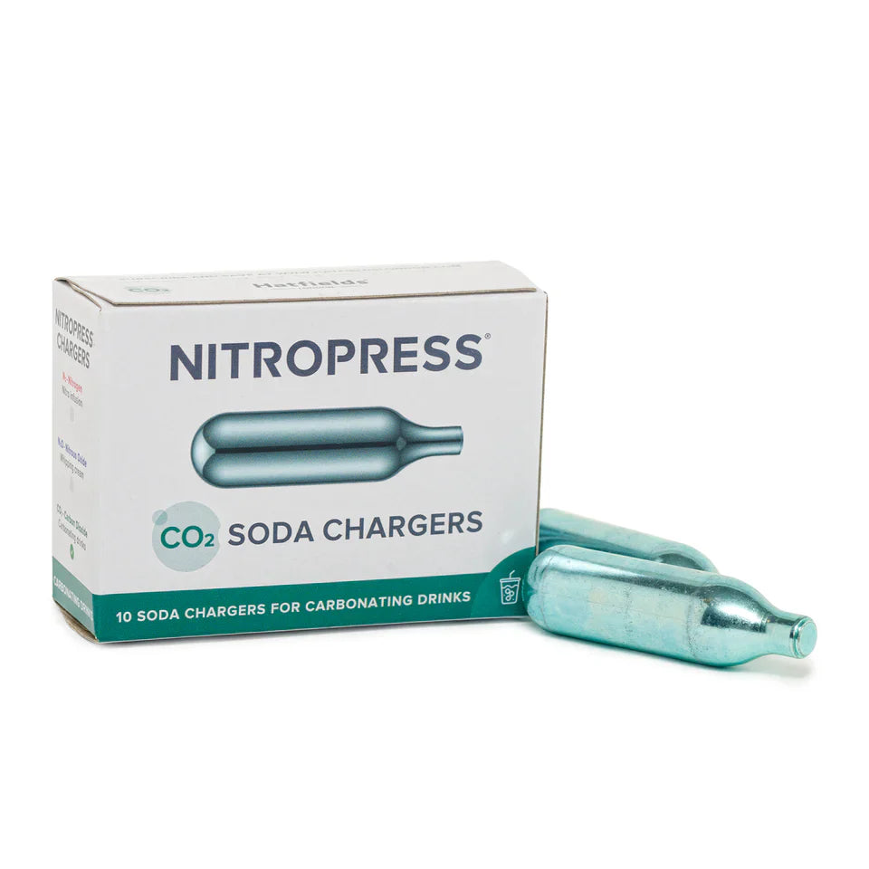 NitroPress CO2 Soda Chargers for Carbonating Drinks - 10pcs عبوات لتحضير المشروبات الغازية