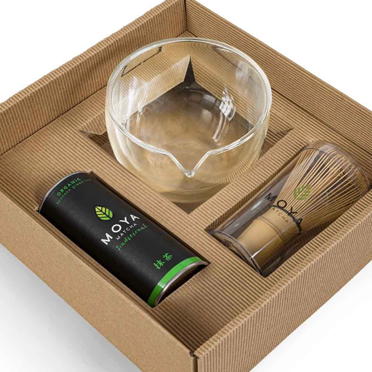 Moya Matcha Traditional Starter Set - Glass Bowl with Spout مجموعة تحضير الماتشا