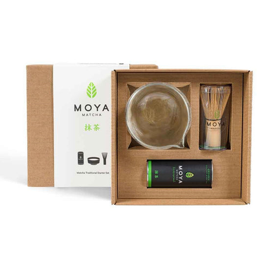 Moya Matcha Traditional Starter Set - Glass Bowl with Spout مجموعة تحضير الماتشا