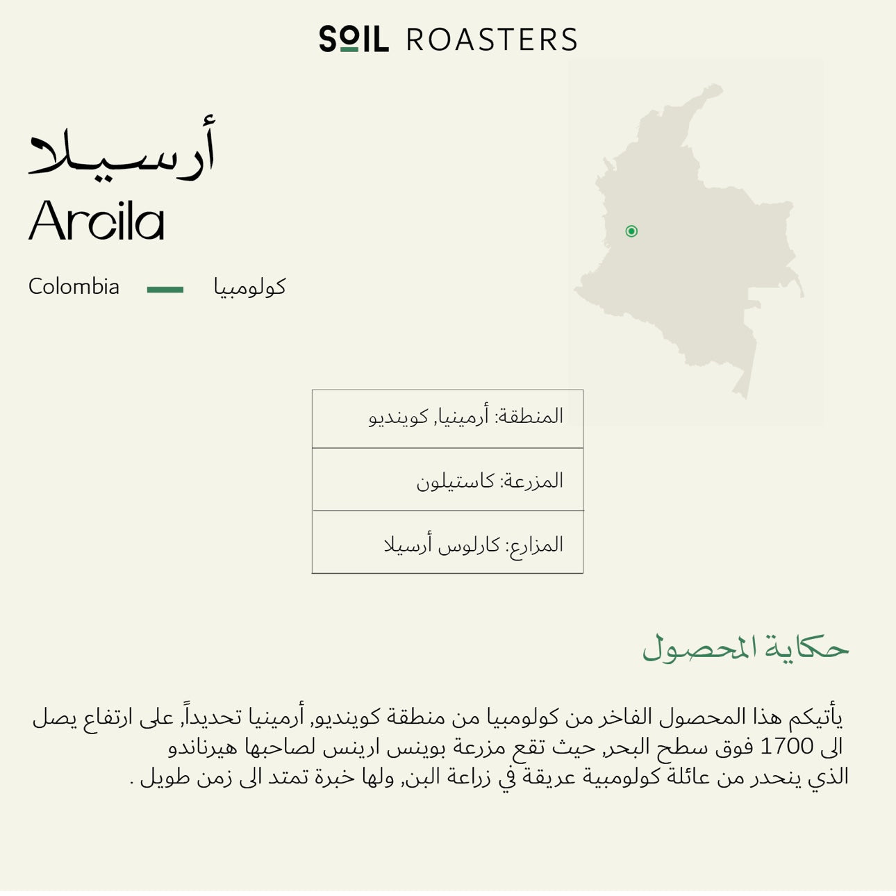 Soil “Premium Edition” Colombia ARCILA, Honey Anaerobic - 250g بن كوينديو