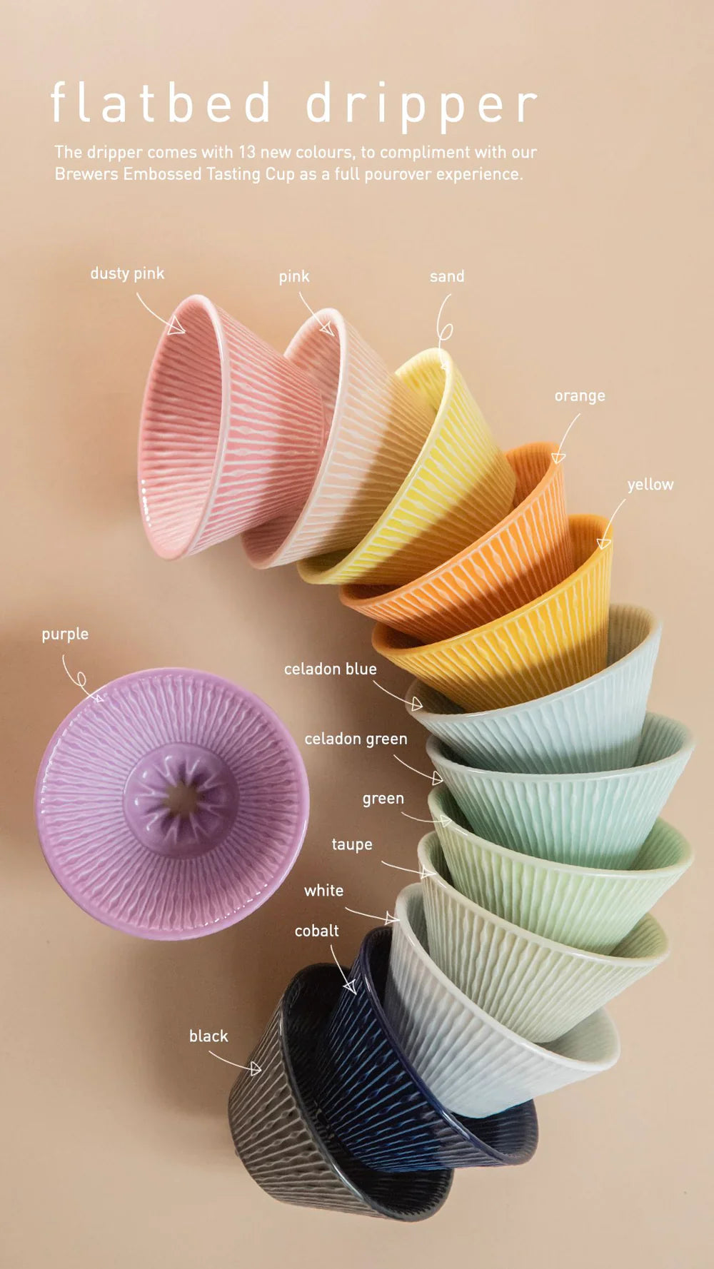 Loveramics Flatbed Ceramic Dripper قمع تقطير