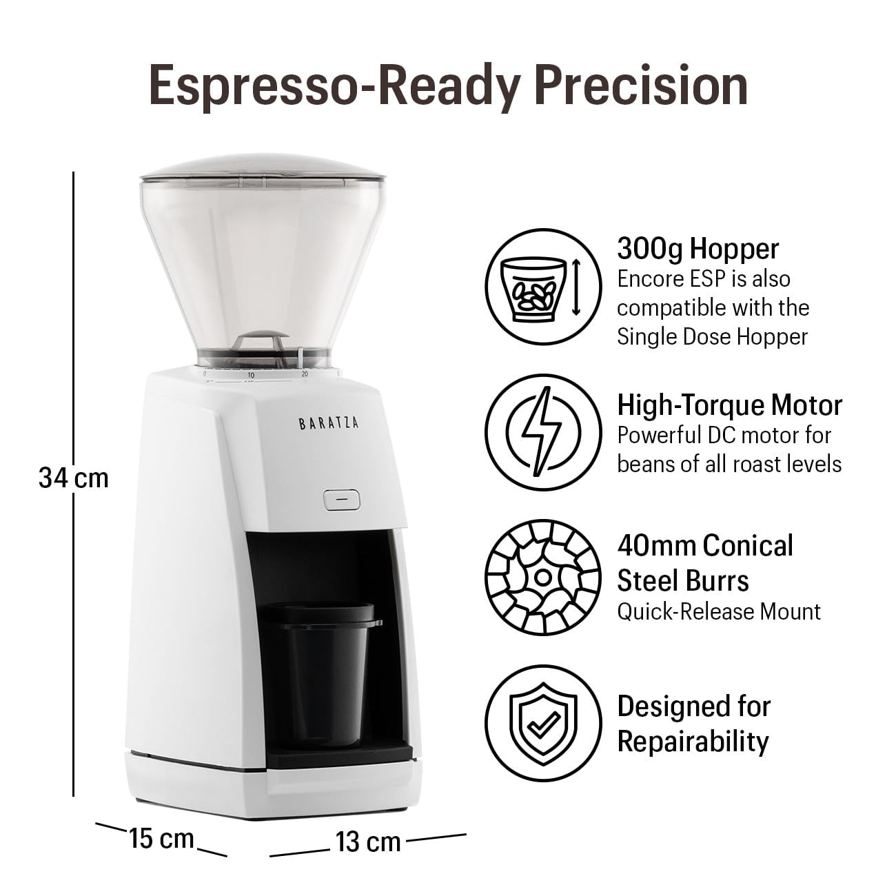 Baratza Encore ESP Coffee Grinder - White مطحنة براتزا