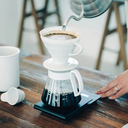 Hario V60 Ceramic Dripper Set 02 - White قمع تقطير