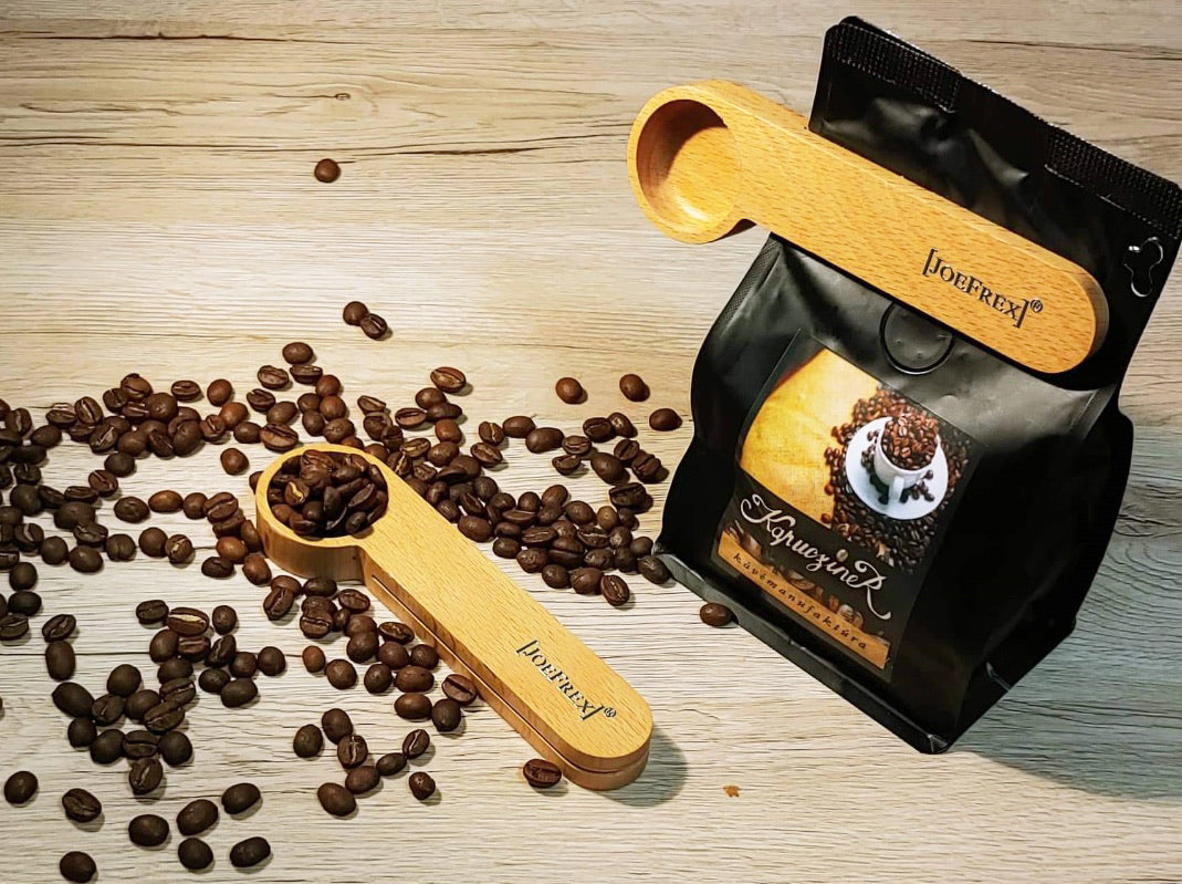 JoeFrex Wooden Coffee Measuring Scoop with Clip ملعقة قياس قهوة