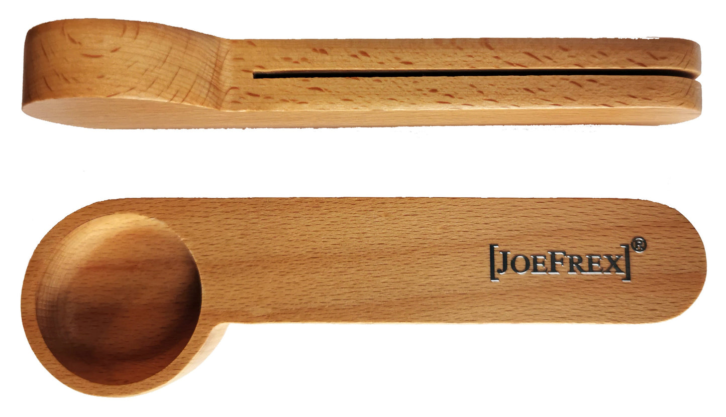 JoeFrex Wooden Coffee Measuring Scoop with Clip ملعقة قياس قهوة
