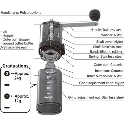 Hario Mill Smart G Grinder Transparent Black مطحنة يدوية