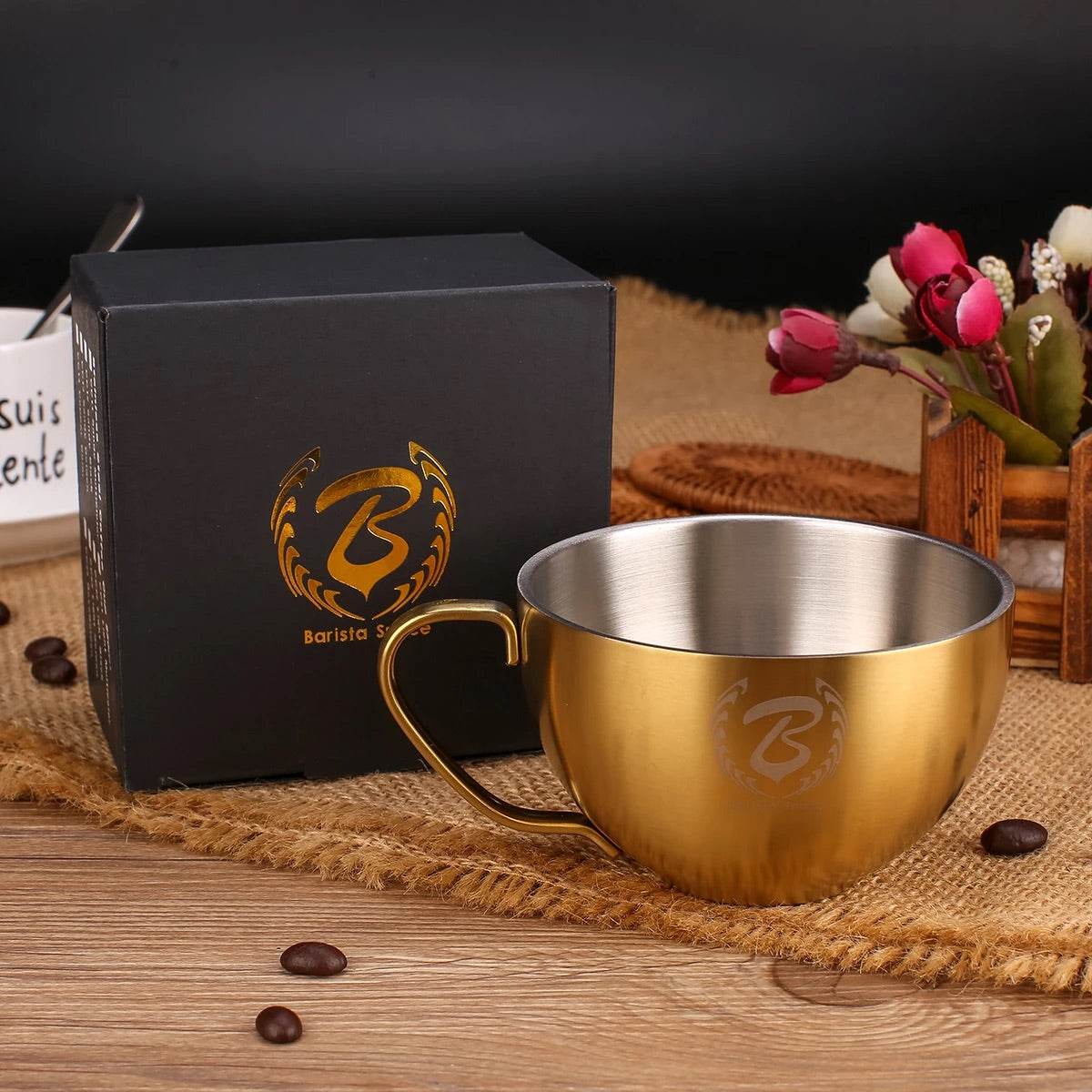 Barista Space Stainless Steel Cup 250ml Sandy Golden كوب